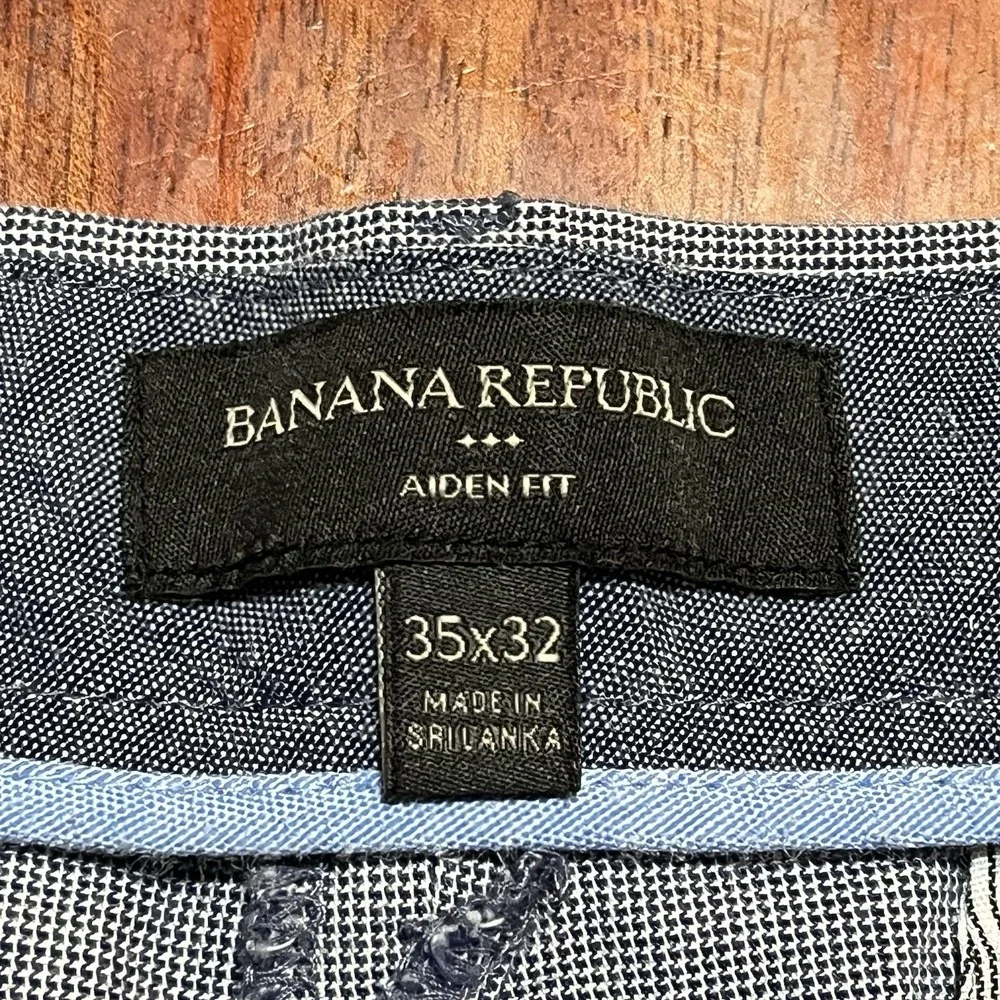 Banana Republic Pants Mens 35x32 Gray Aiden Fit Chino Houndstooth Preppy (36x30)
